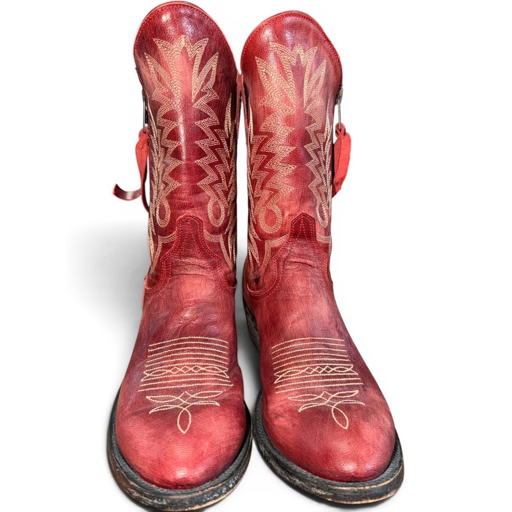 Old Gringo Cowboy Boots Womens 6B Red Leather Western Zip Distressed - Picture 3 of 10